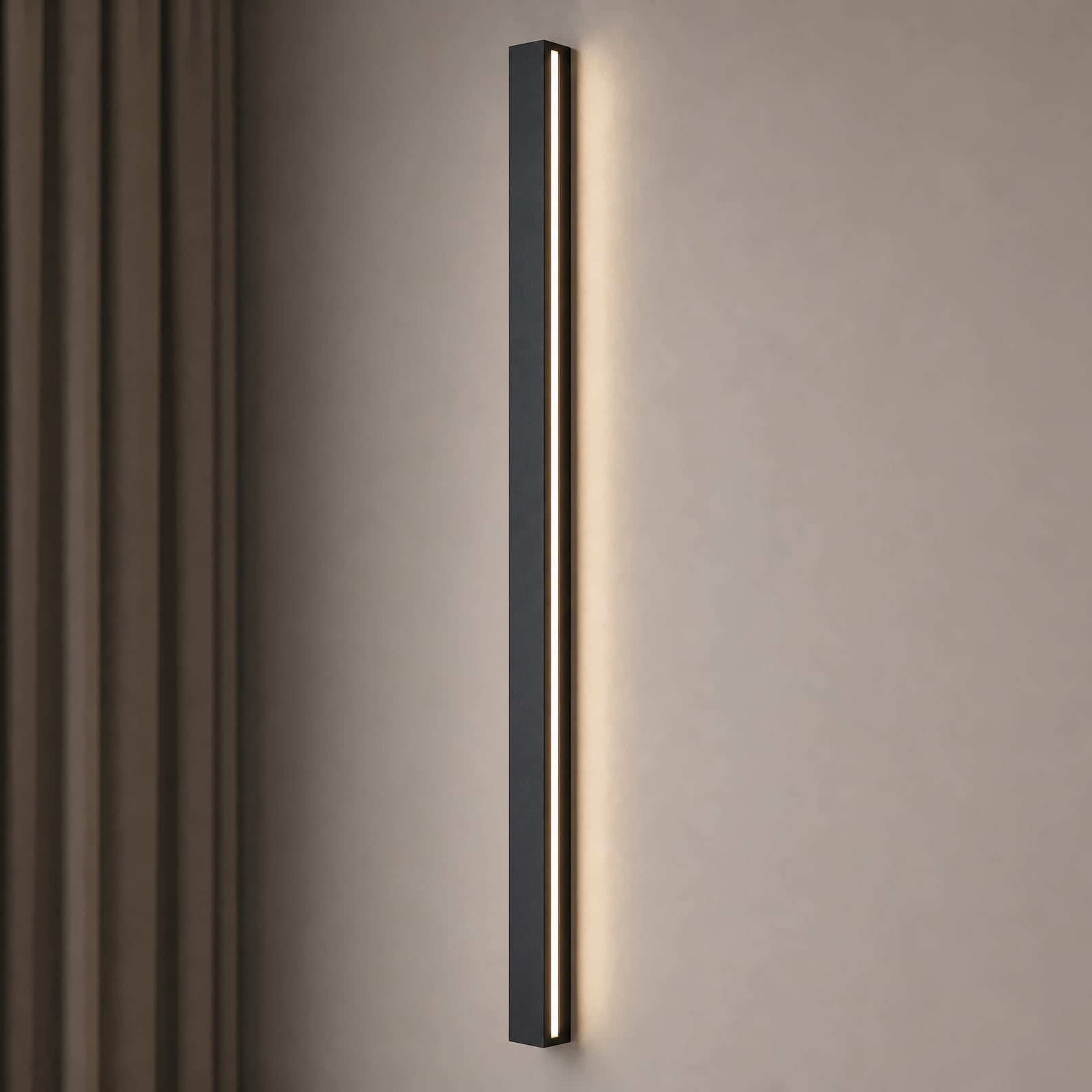 Kinsley LED-vegglampe, svart, dimbar, 90 cm, CCT – Lucande Kinsley LED-vegglampe, svart, dimbar, 90 cm, CCT – Lucande