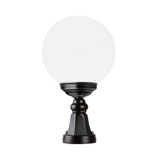 1141 pillar light, spherical lampshade black/white Lights.ie