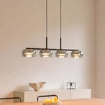 Suspension LED Lucande Martis, noir, à 4 lampes, à intensité variable