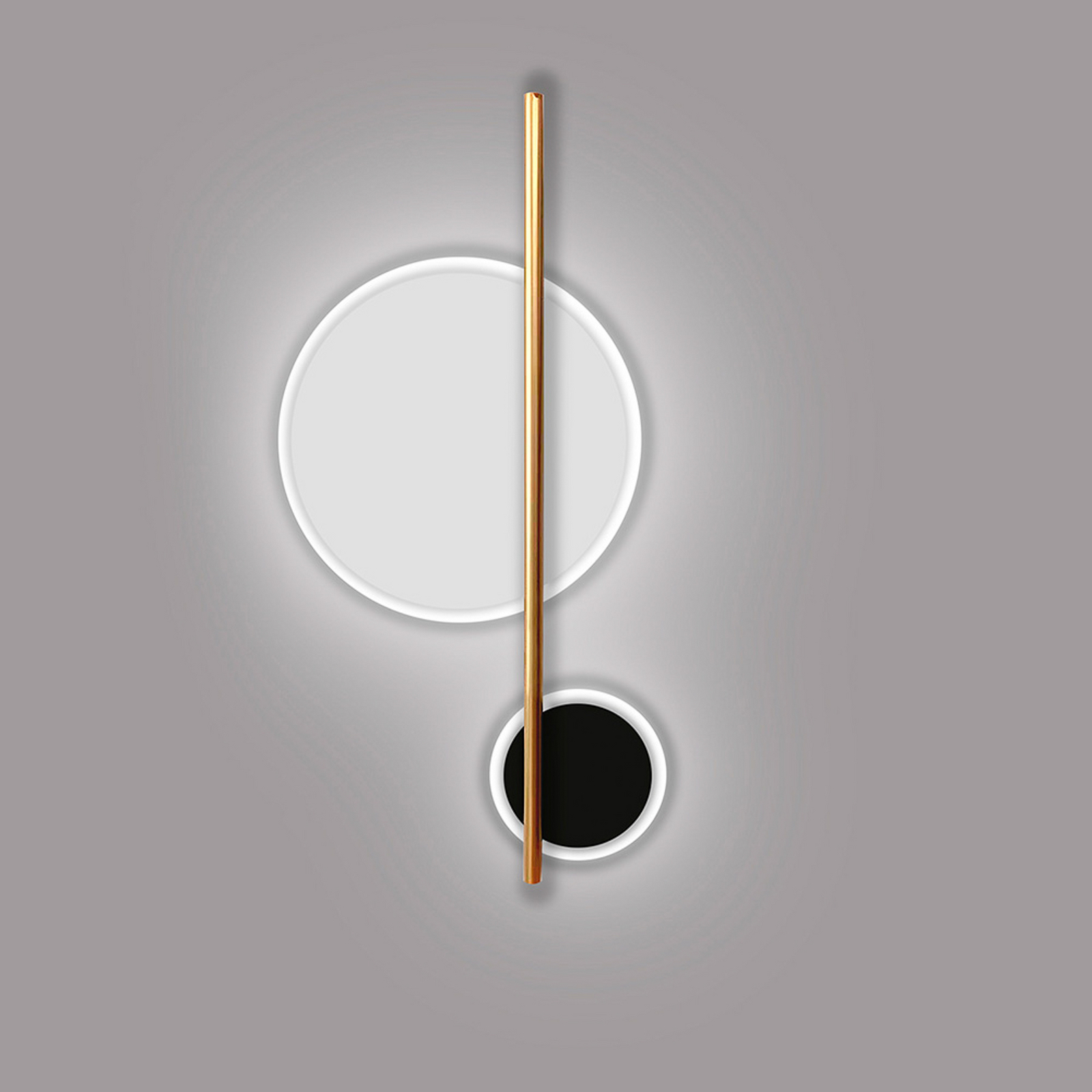 Candeeiro de parede LED Duo, altura 52 cm, preto/dourado, metal