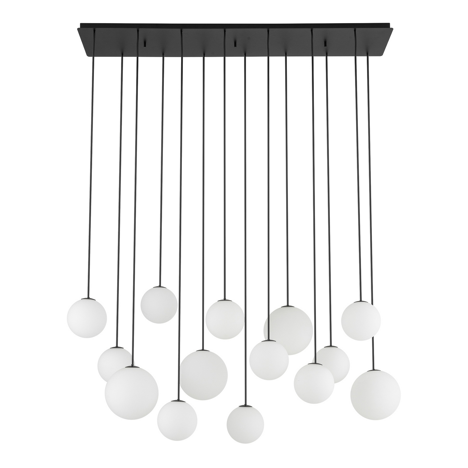 Hängelampe SNOWBALL, Opalglas/schwarz, 100 x 34 cm, 14 x G9