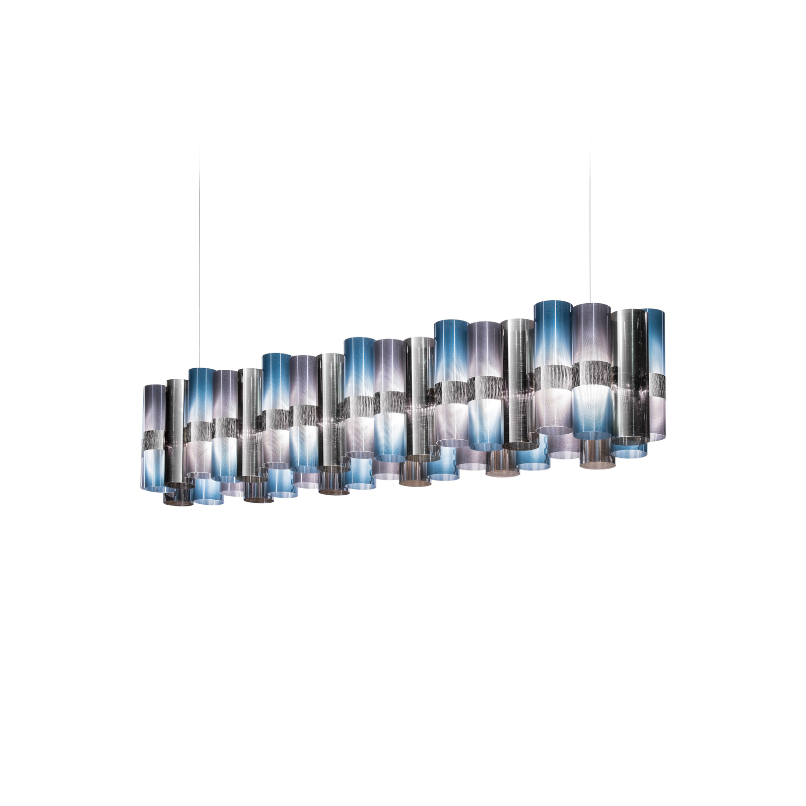 Lampa wisząca LED Slamp La Lollo niebiesko-fioletowa, 140 cm