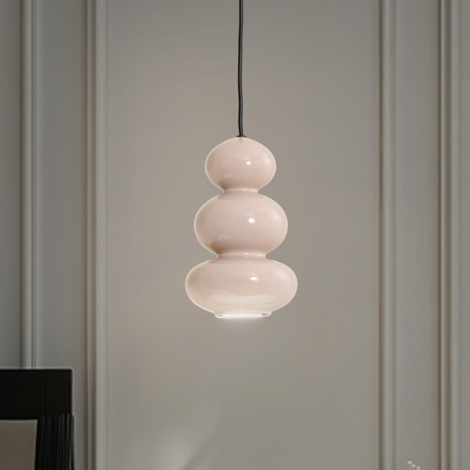 Suspension Oman, gris brillant, verre, Ø 14 cm