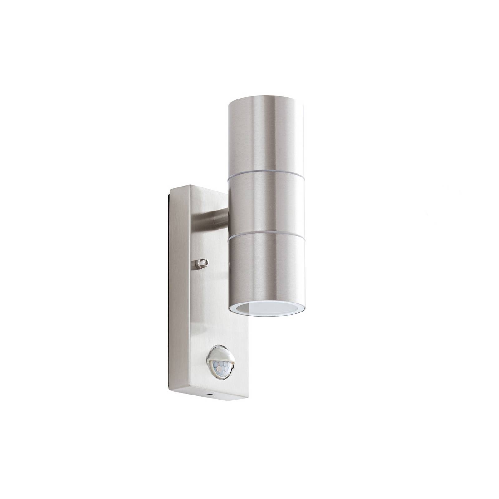 Lindby Außenwandleuchte Eyrin, Höhe 22 cm, Edelstahl, Sensor