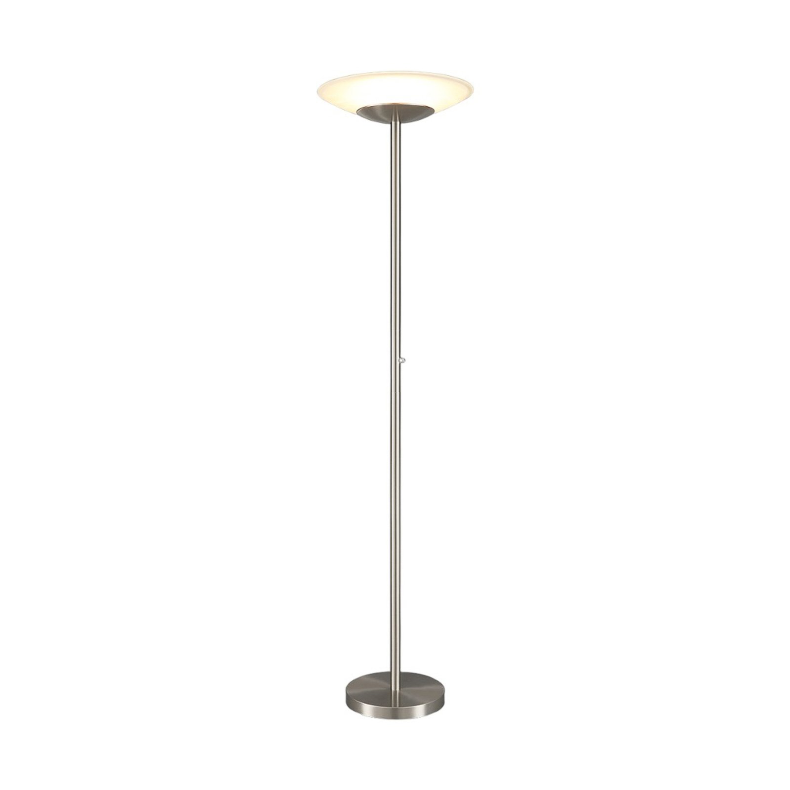LED uplighter floor lamp Ragna with a dimmer, matt nickel