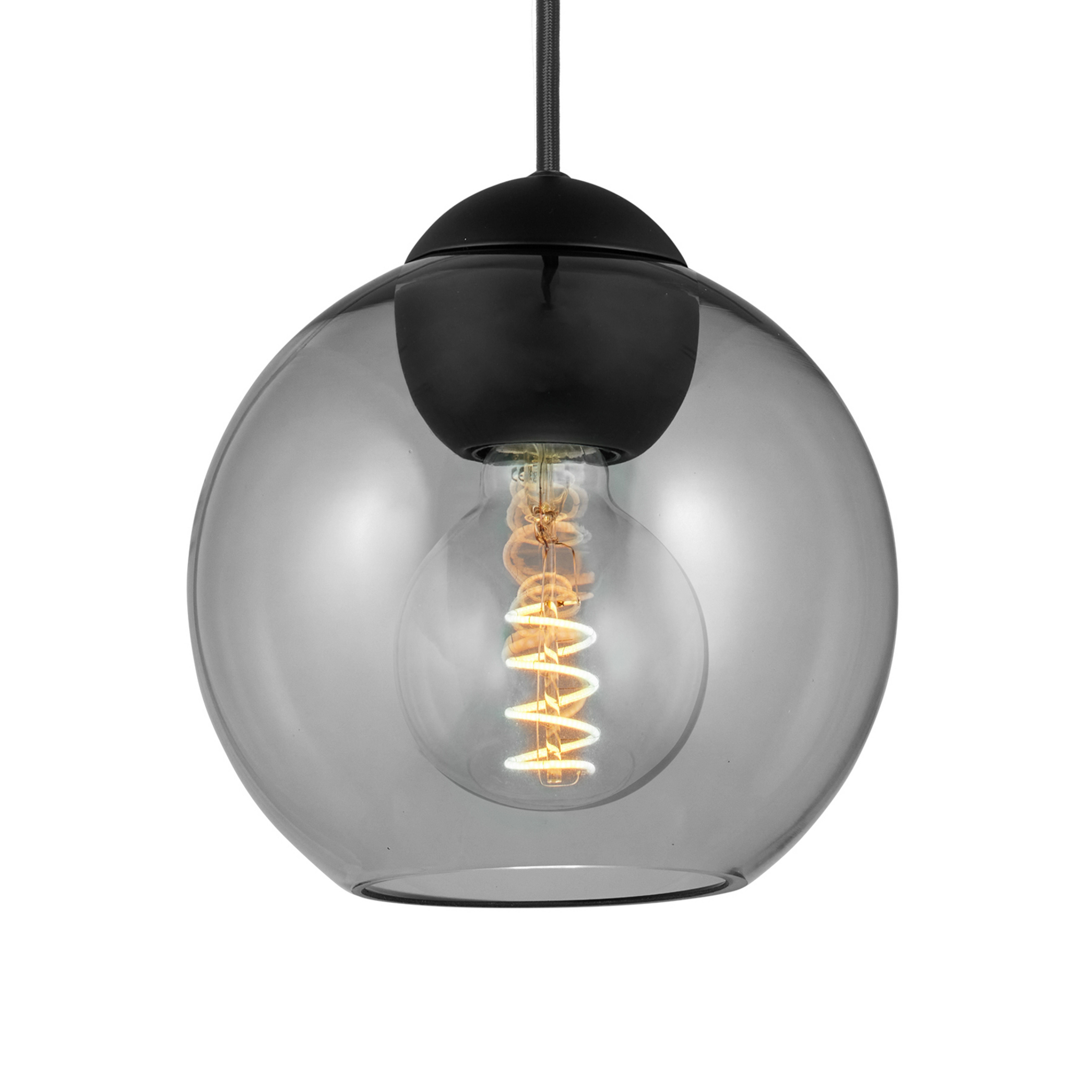 BUBBLES hanging light, smoky grey, Ø 18 cm, glass, E27 – Halo Design