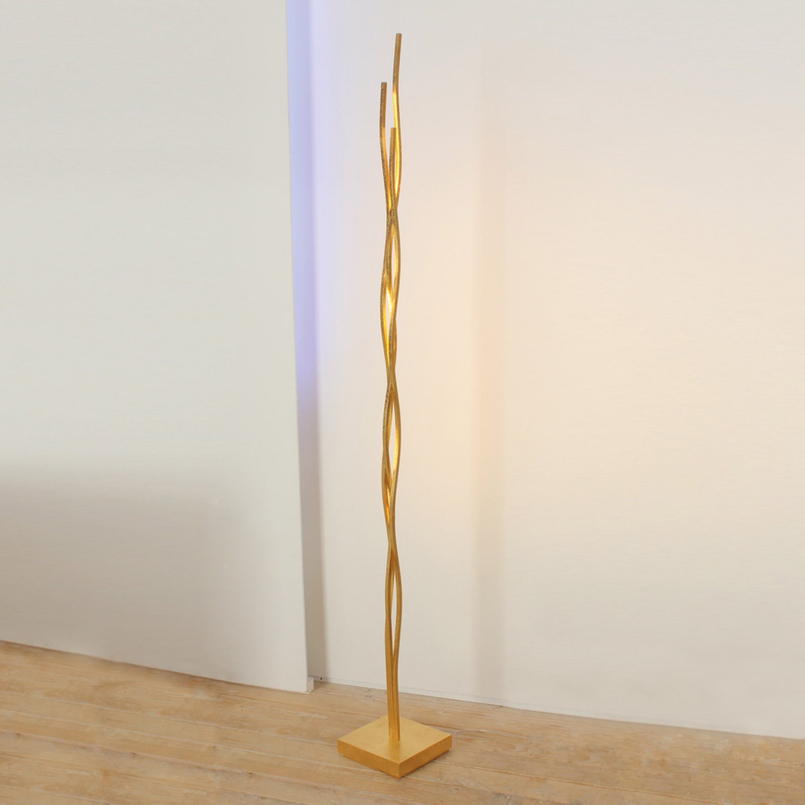 Escale Silk LED floor lamp with gold leaf, dimmer