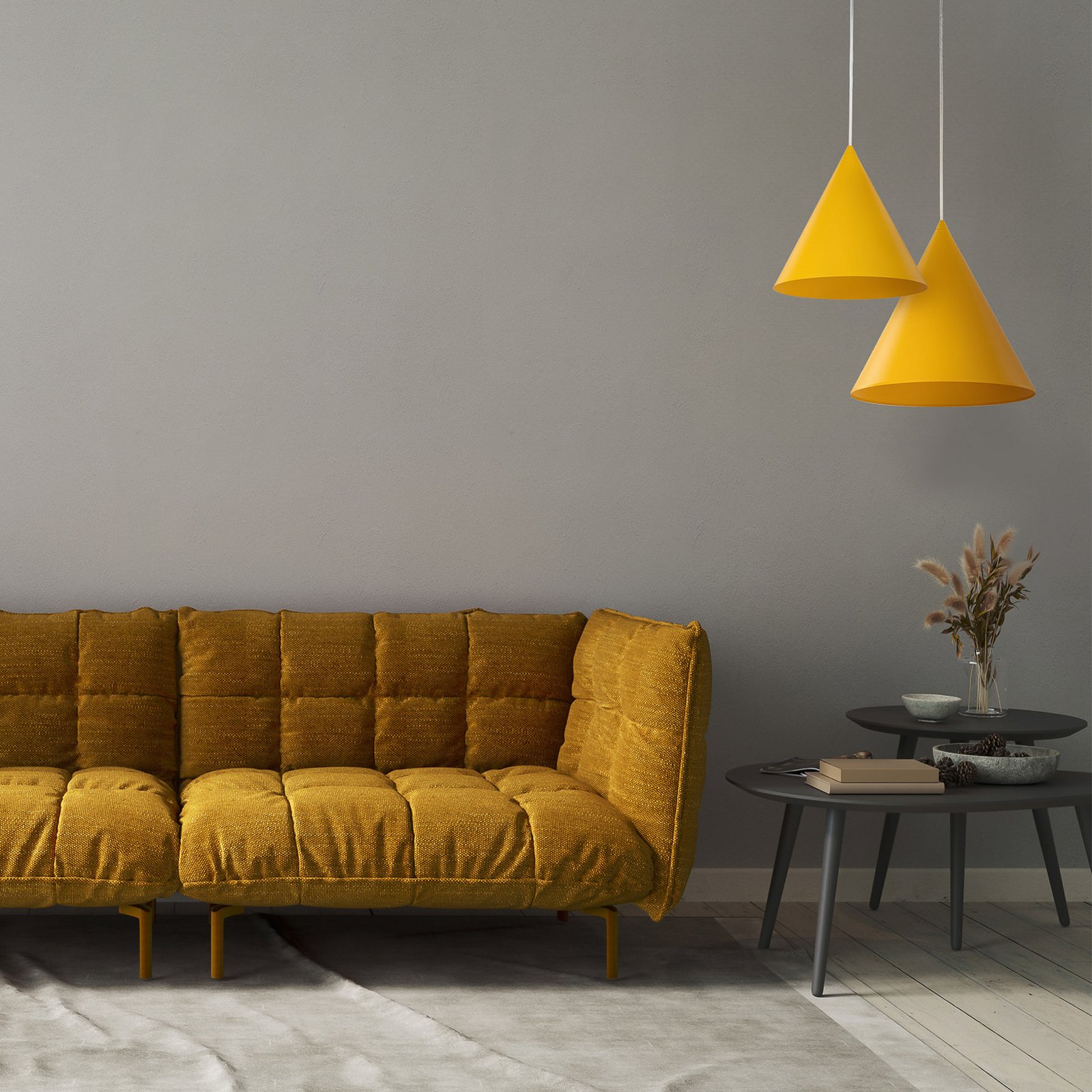 Cono pendant light, 1-bulb, Ø 25 cm, yellow, E27