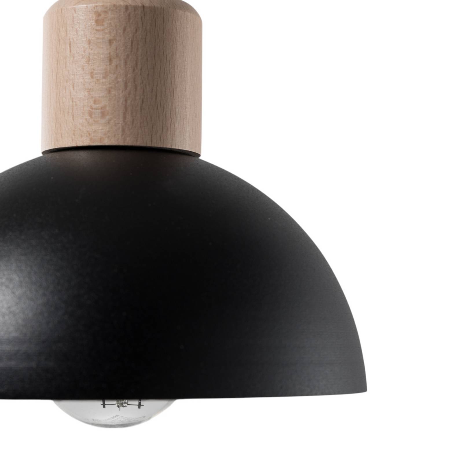 Pendellampe Seco, Ø 18 cm, schwarz, Metall/Holz günstig online kaufen