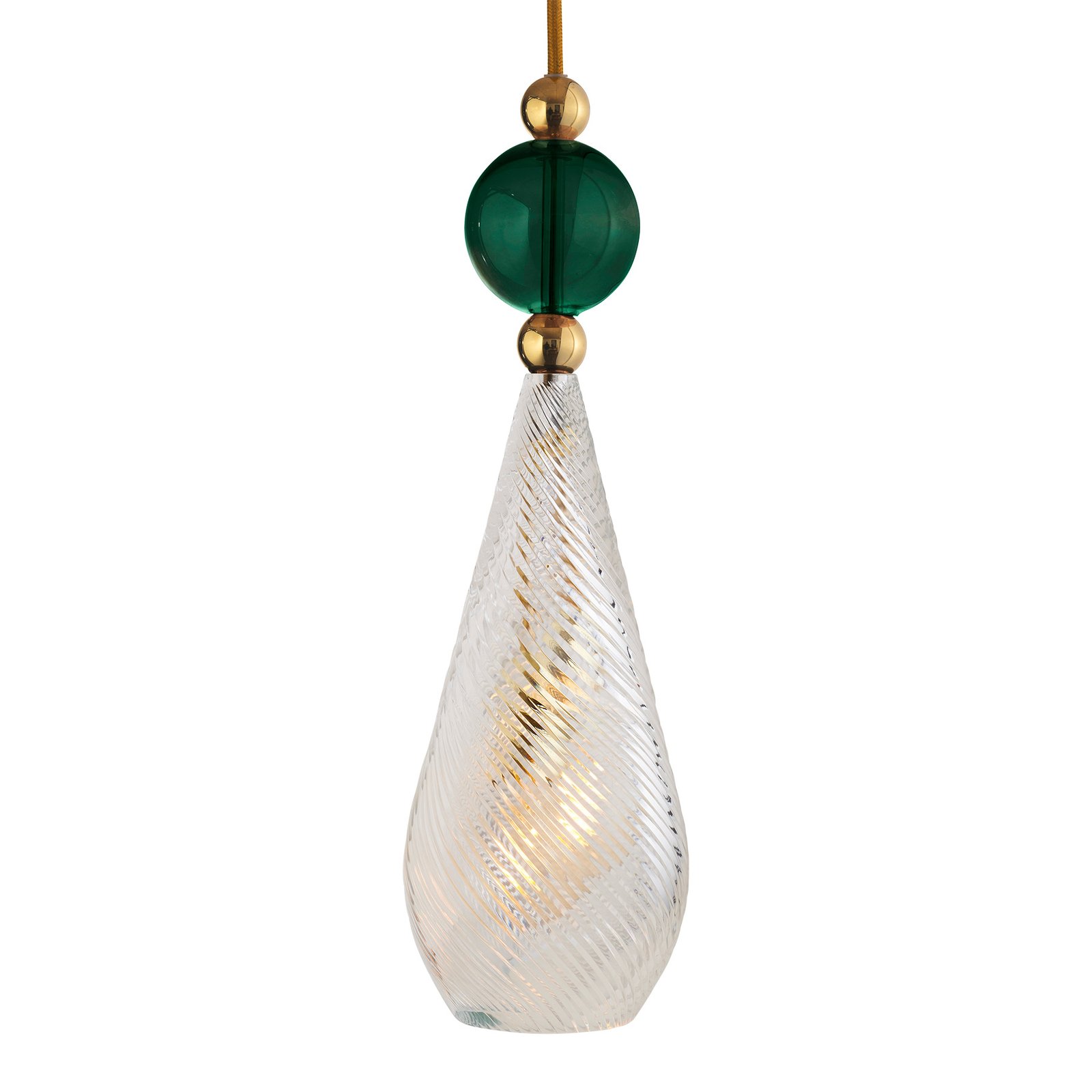 EBB & FLOW Smykke L gold crystal swirl bor. zöld