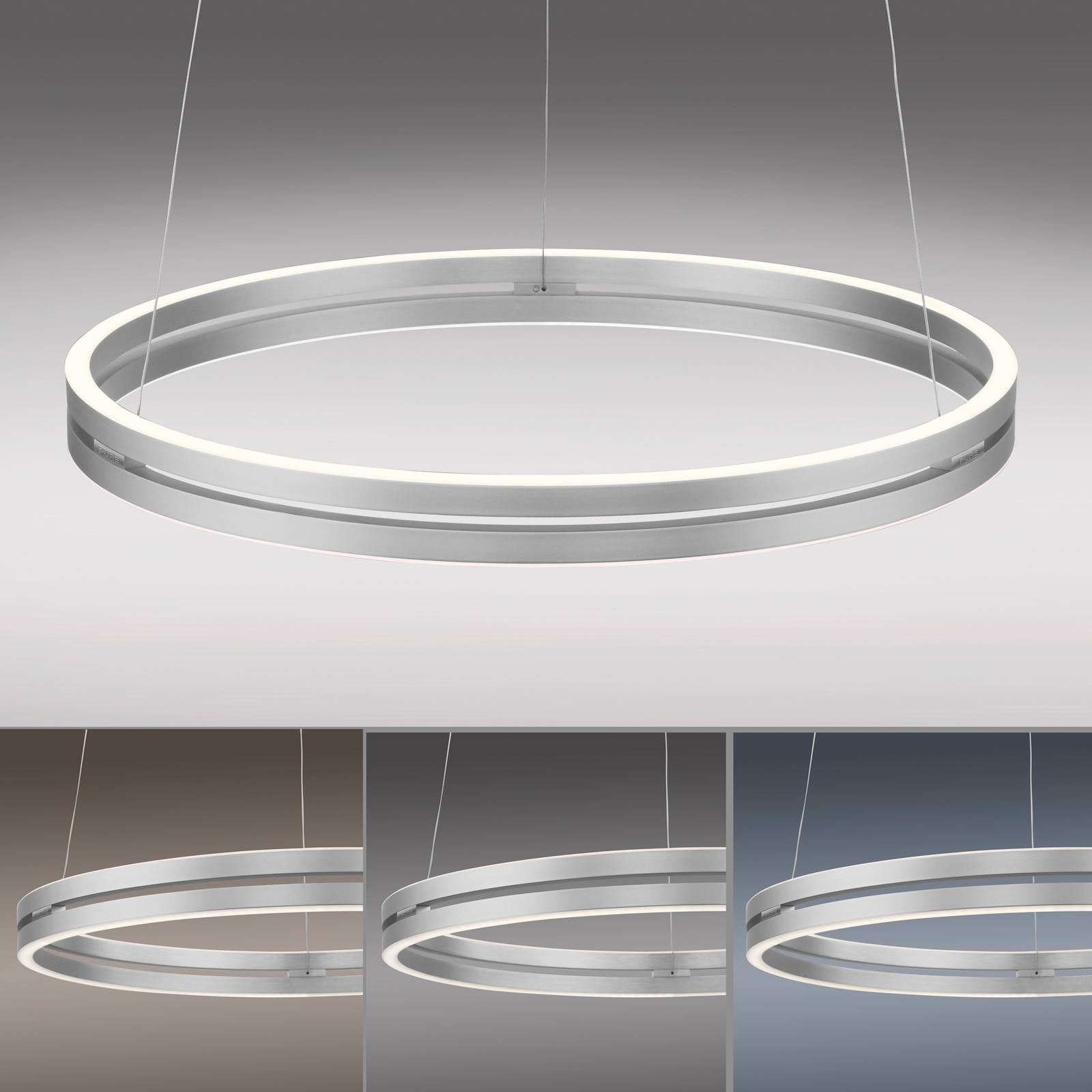 PURE E-Loop LED závěsné světlo, CCT, stříbrná