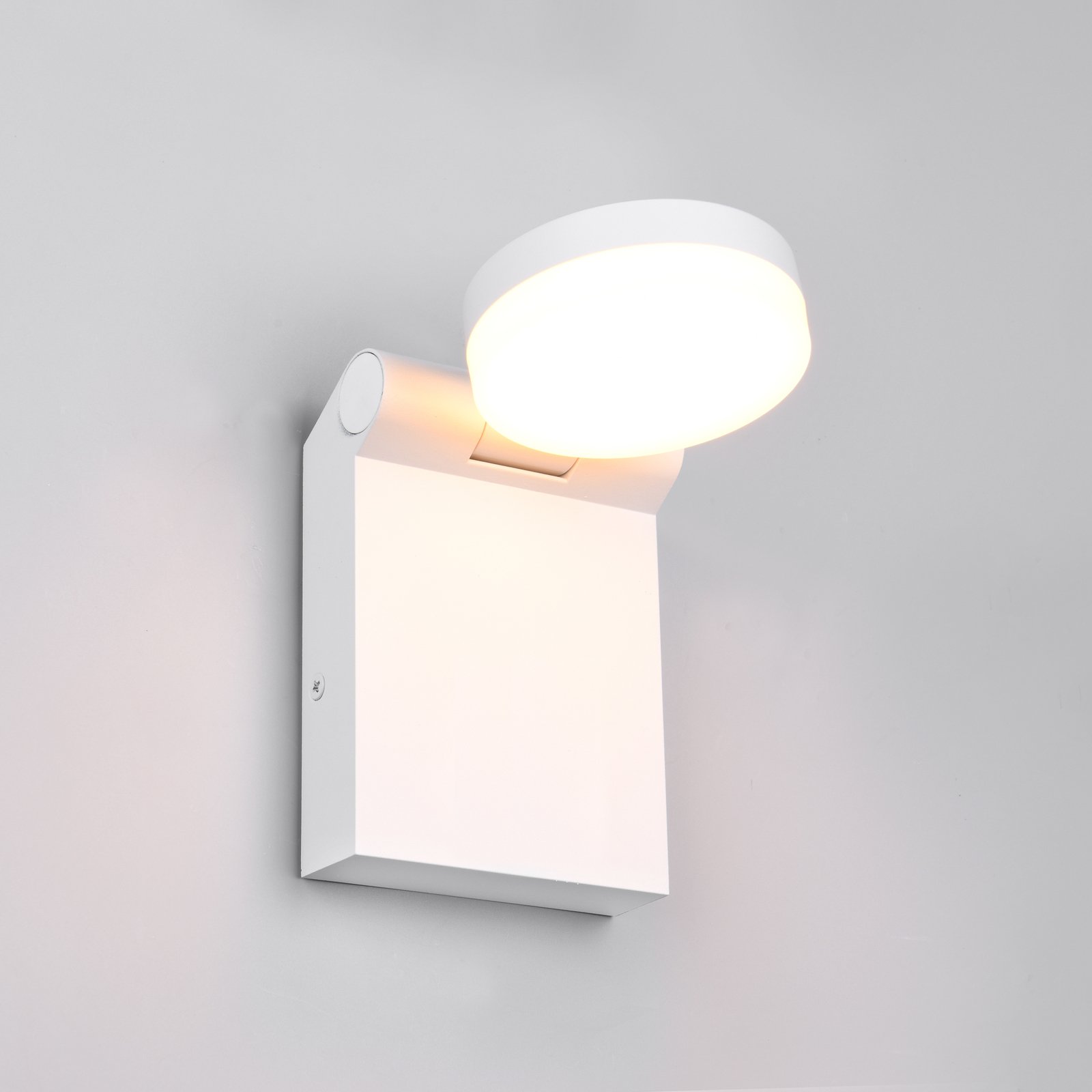 LED-utomhusvägglampa Adour, matt vit, tiltbar, CCT, IP44