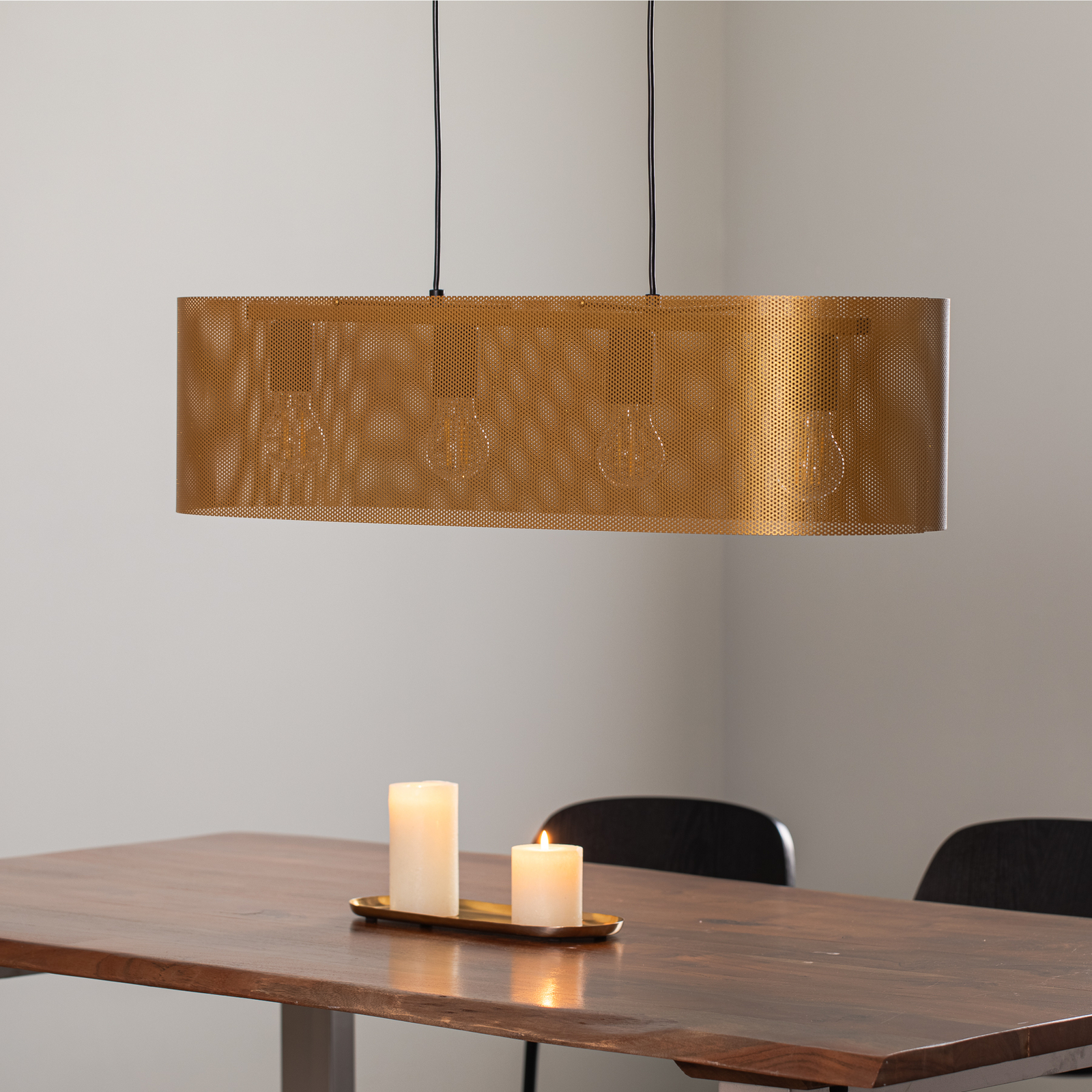 Euluna pendant light Zofia, gold-coloured, length 82 cm