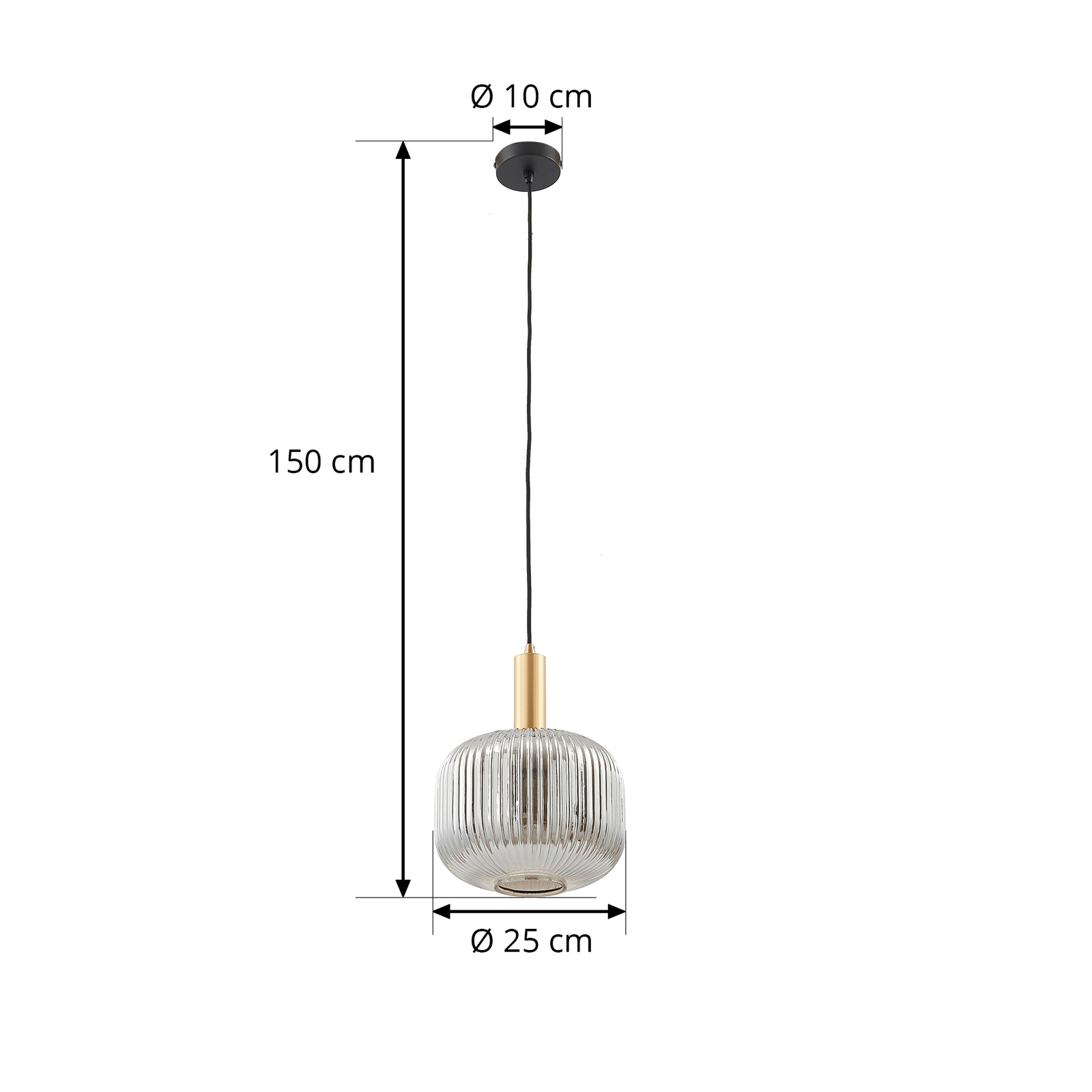 Lindby Doroteo pendant light, 1-bulb, grey, glass