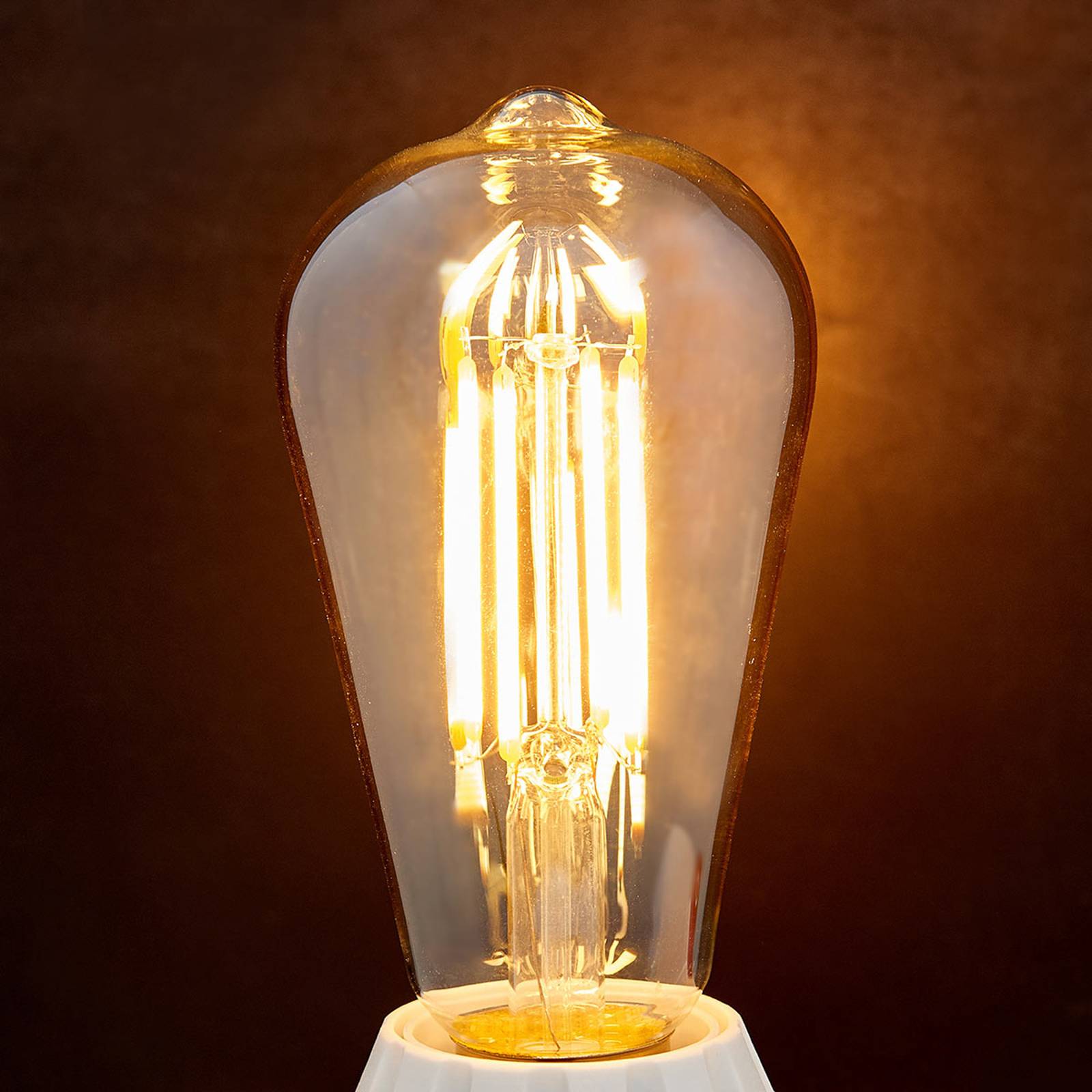 E-shop E27 LED rustikálna lampa 6W 500lm jantárová 1 800K sada 3