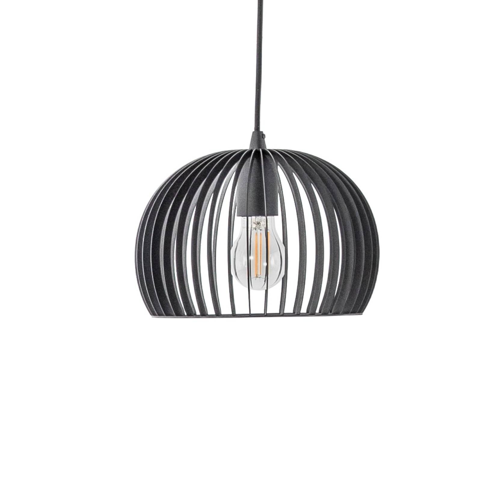 Lindby függőlámpa Jusra, fekete, fém, 3-as lámpa, 99cm