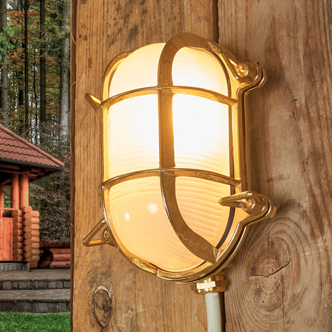 Oval utomhusvägglampa Bengt mässing