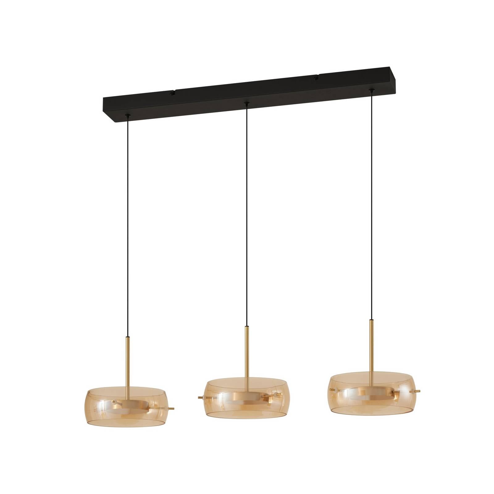 Lucande LED-Hängeleuchte Martis, amber, 3-flg., dimmbar