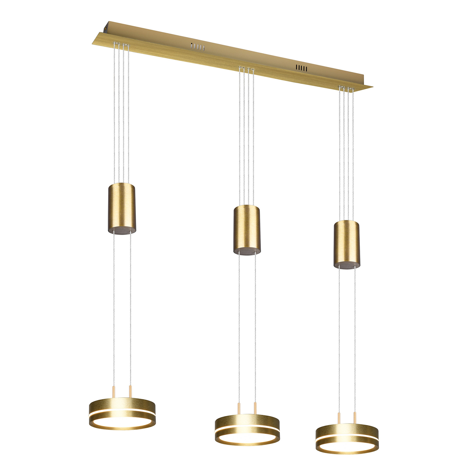 Lindby Eilika lámpara colgante LED, 3 luces latón