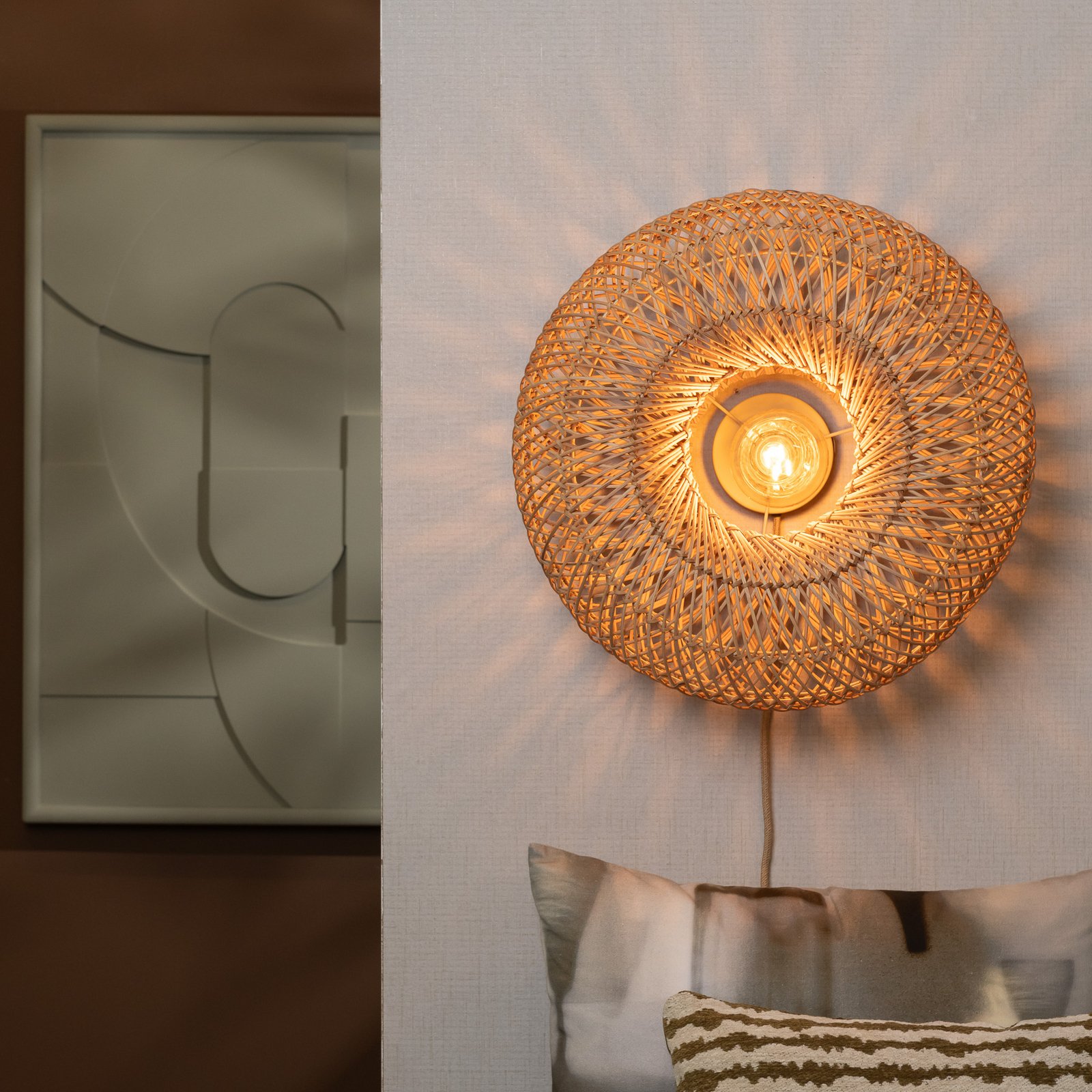 GOOD & MOJO Wandlampe Arizona, natur, Ø 50 cm Bambus Stecker