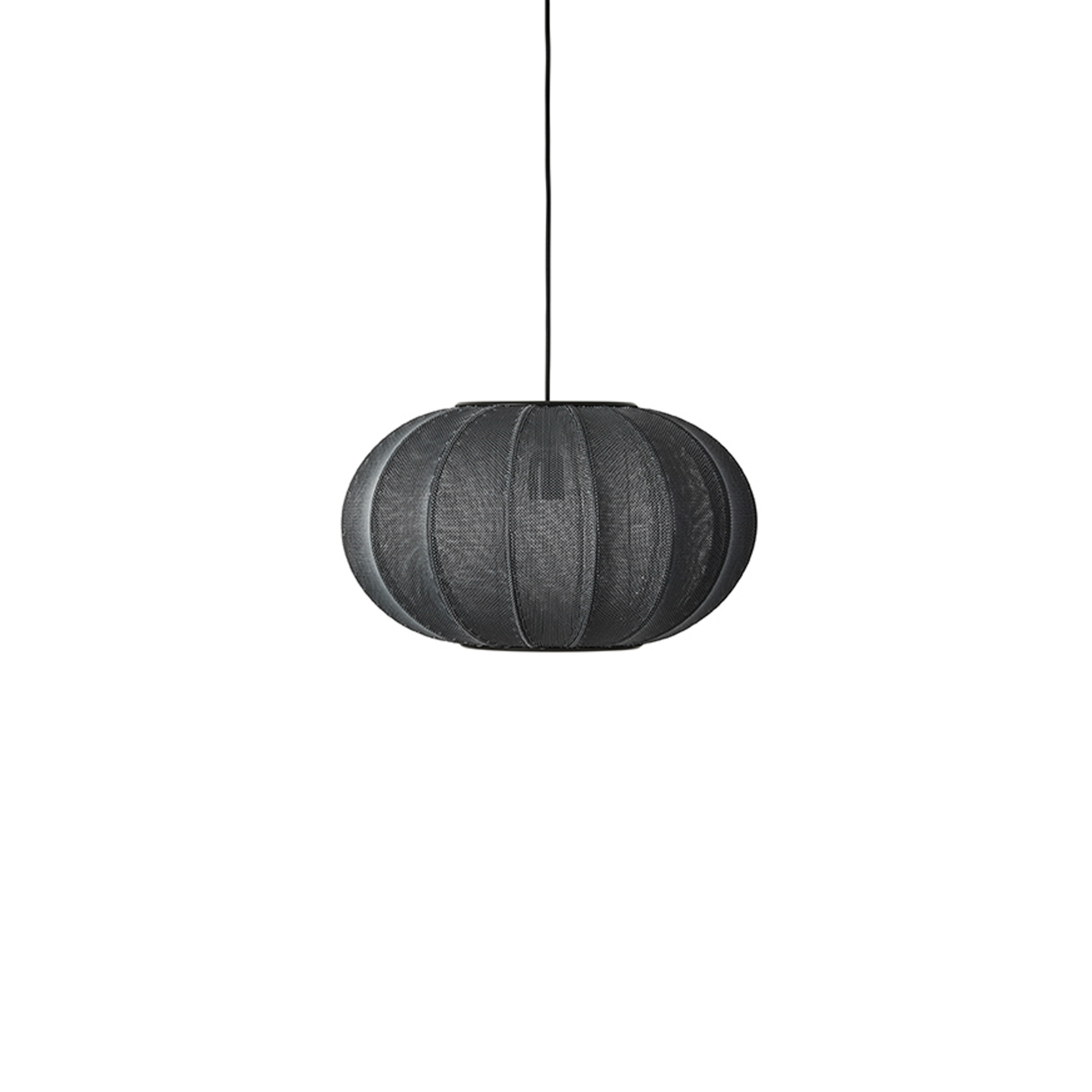 Knit-Wit 45 Oval pendellampe, svart, E27 – Håndlaget