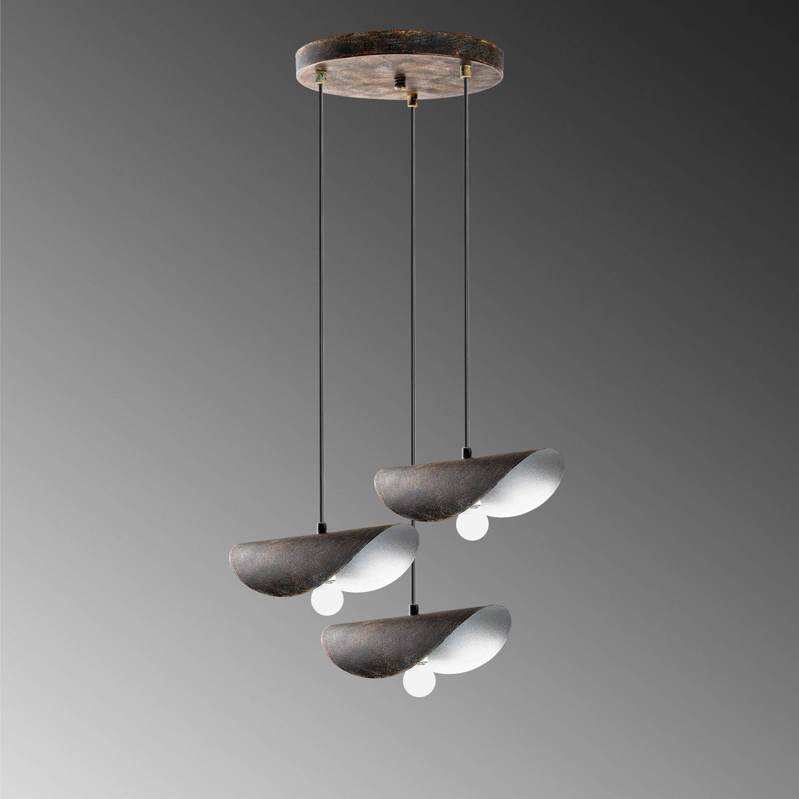 Żyrandol Eger, 3-punktowa, czarny, metal, Ø 50 cm