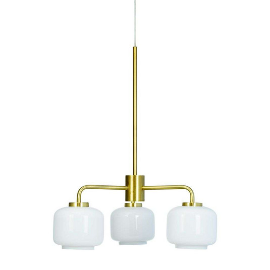 Arp 3 chandelier, opal/brass, 3-bulb - Dyberg Larsen