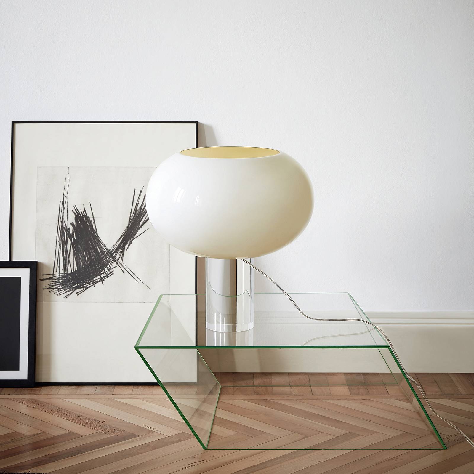 Lampa stołowa Foscarini Buds 2, biały, szkło, tworzywo sztuczne, E27