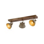 Plafondlamp Samia 3-lamps, hout, beige structuur