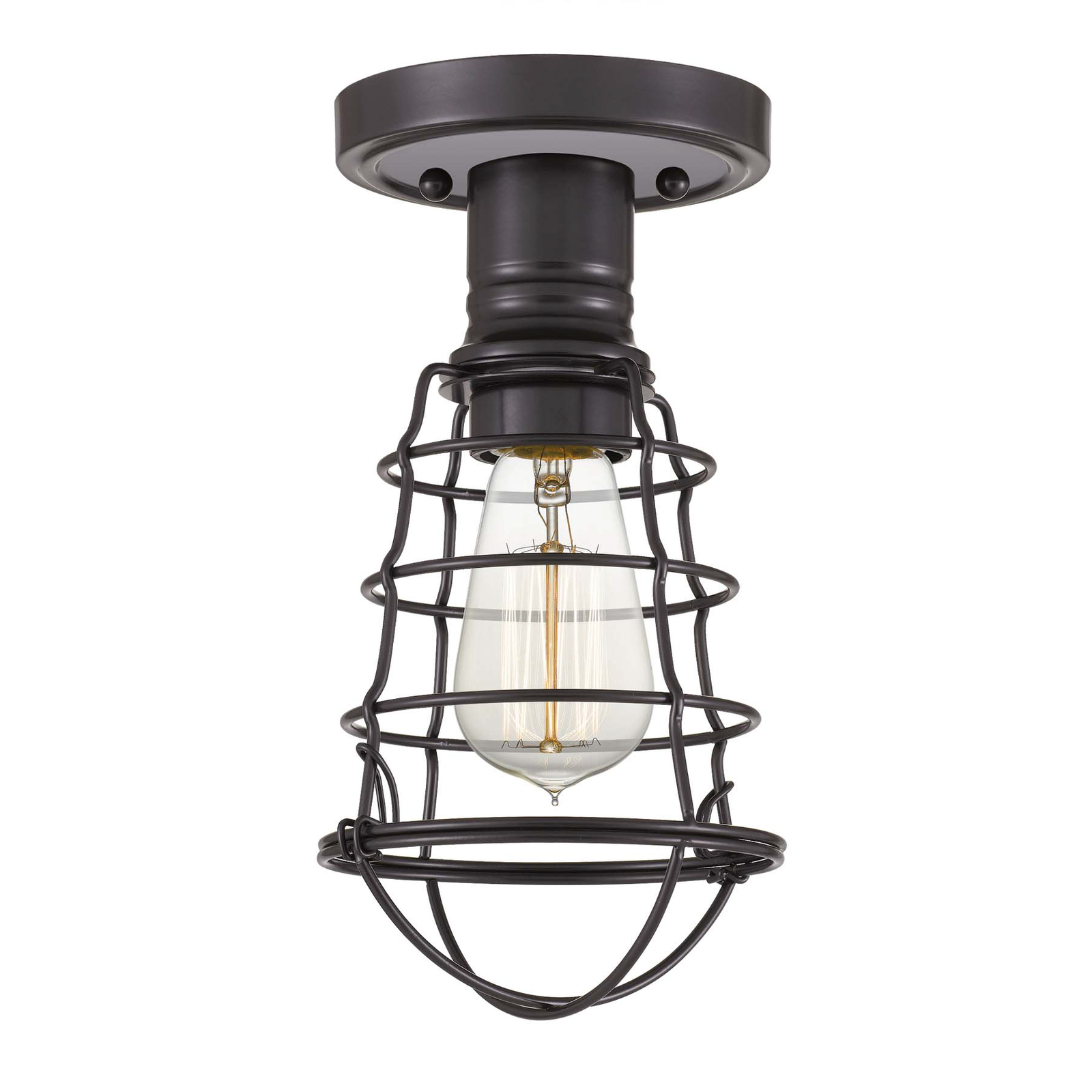 Mite ceiling light with metal cage, bronze