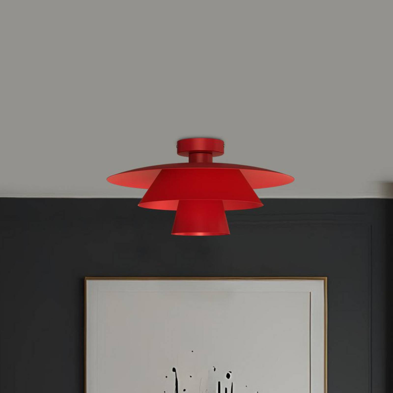 Deckenleuchte Plato, rot, Metall, Ø 38 cm, E27 günstig online kaufen