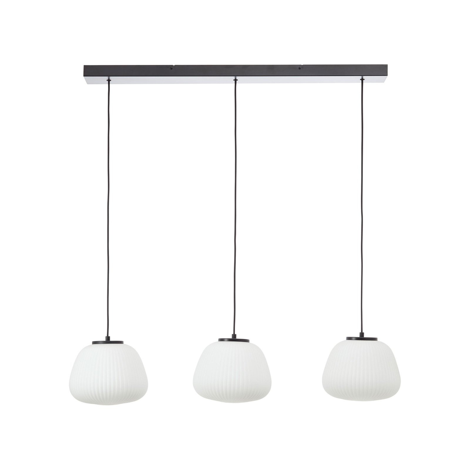 Kaizen hanging light, length 105 cm, opal, 3-bulb glass/metal