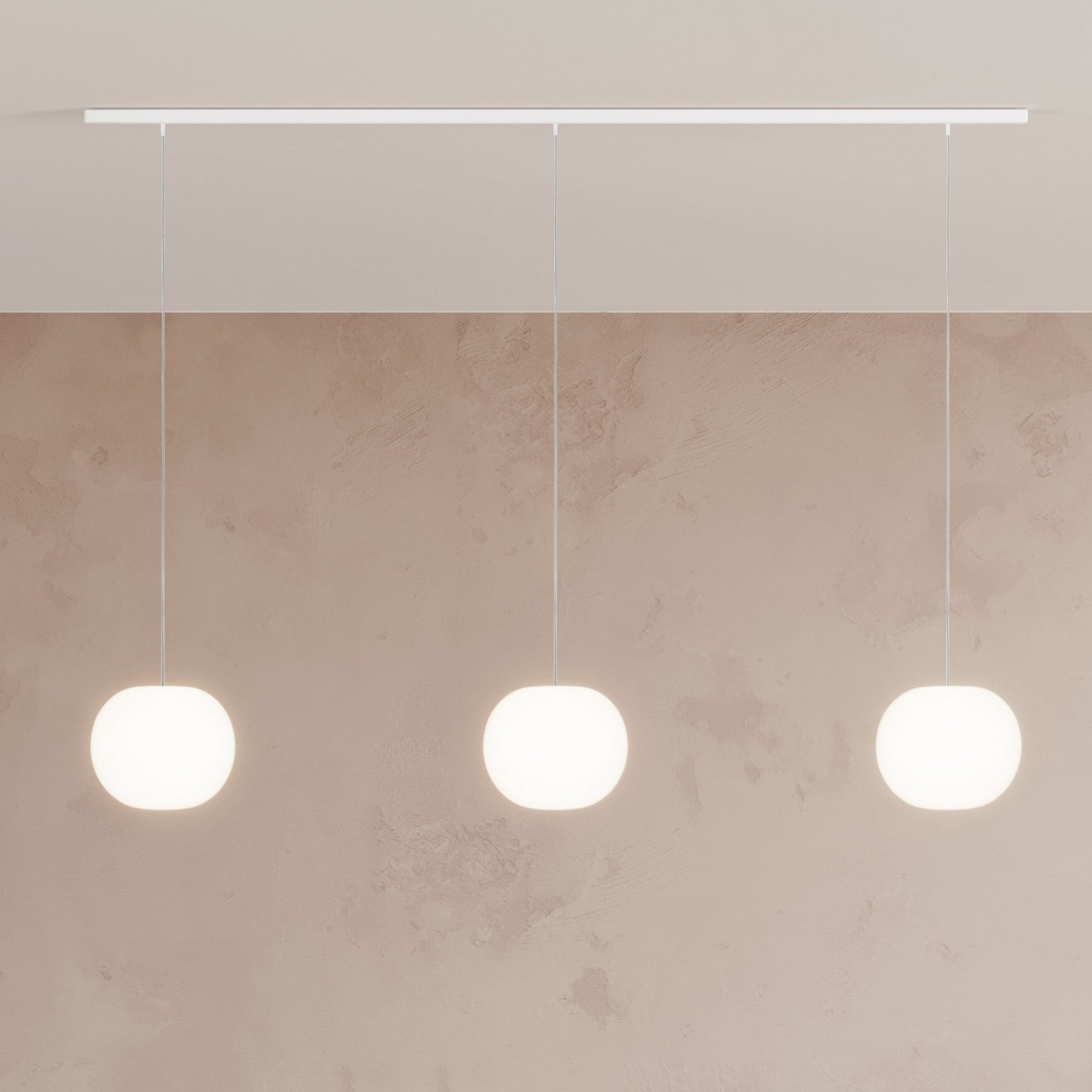 Casablanca Acai viseća lampa, bijela, duga, za 3 svjetiljke, Ø 21 cm, E27 - Dnevni boravak/blagovaonica - bijeli - Staklo