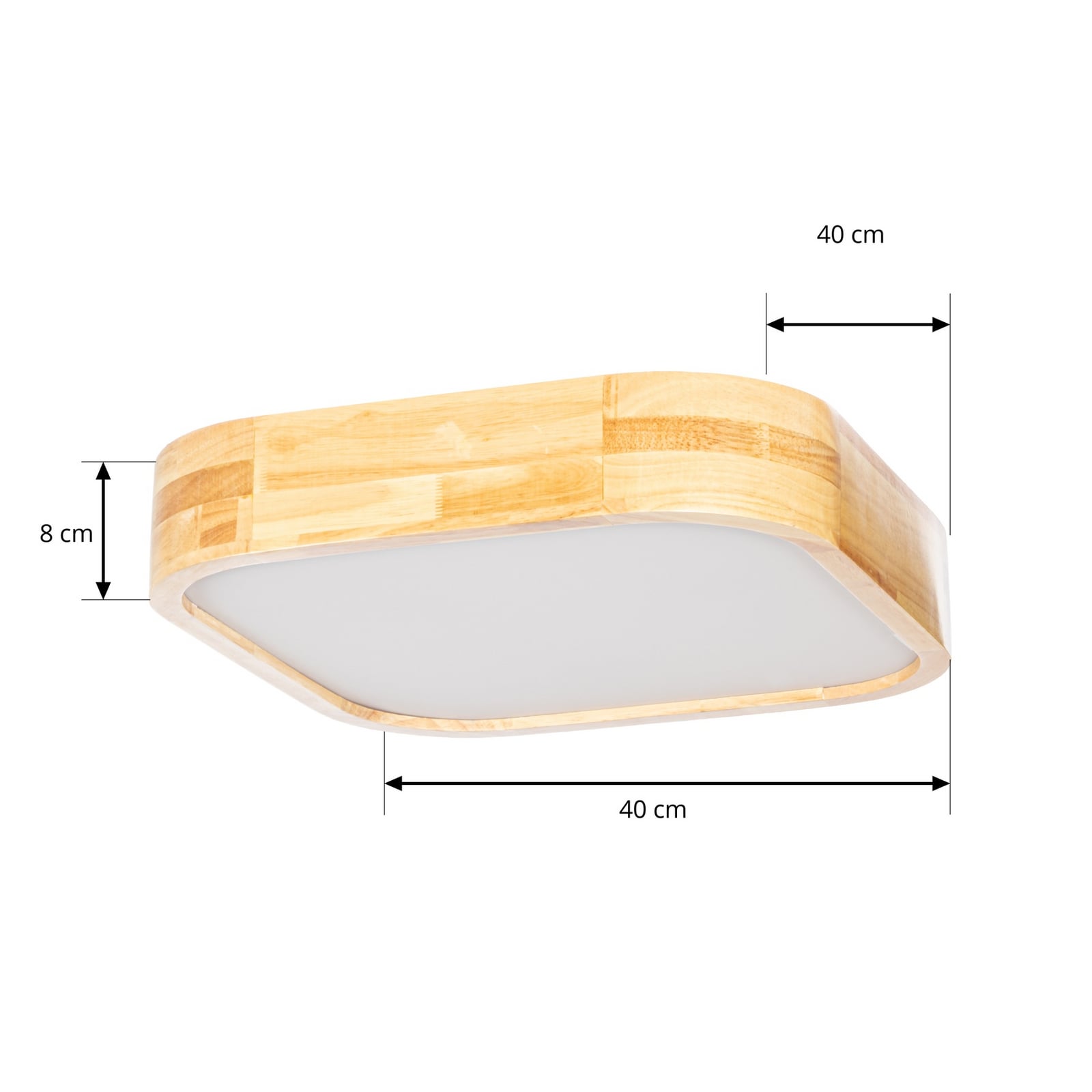 Lindby Tanju ceiling light, 40 cm x 40 cm, light wood, E27