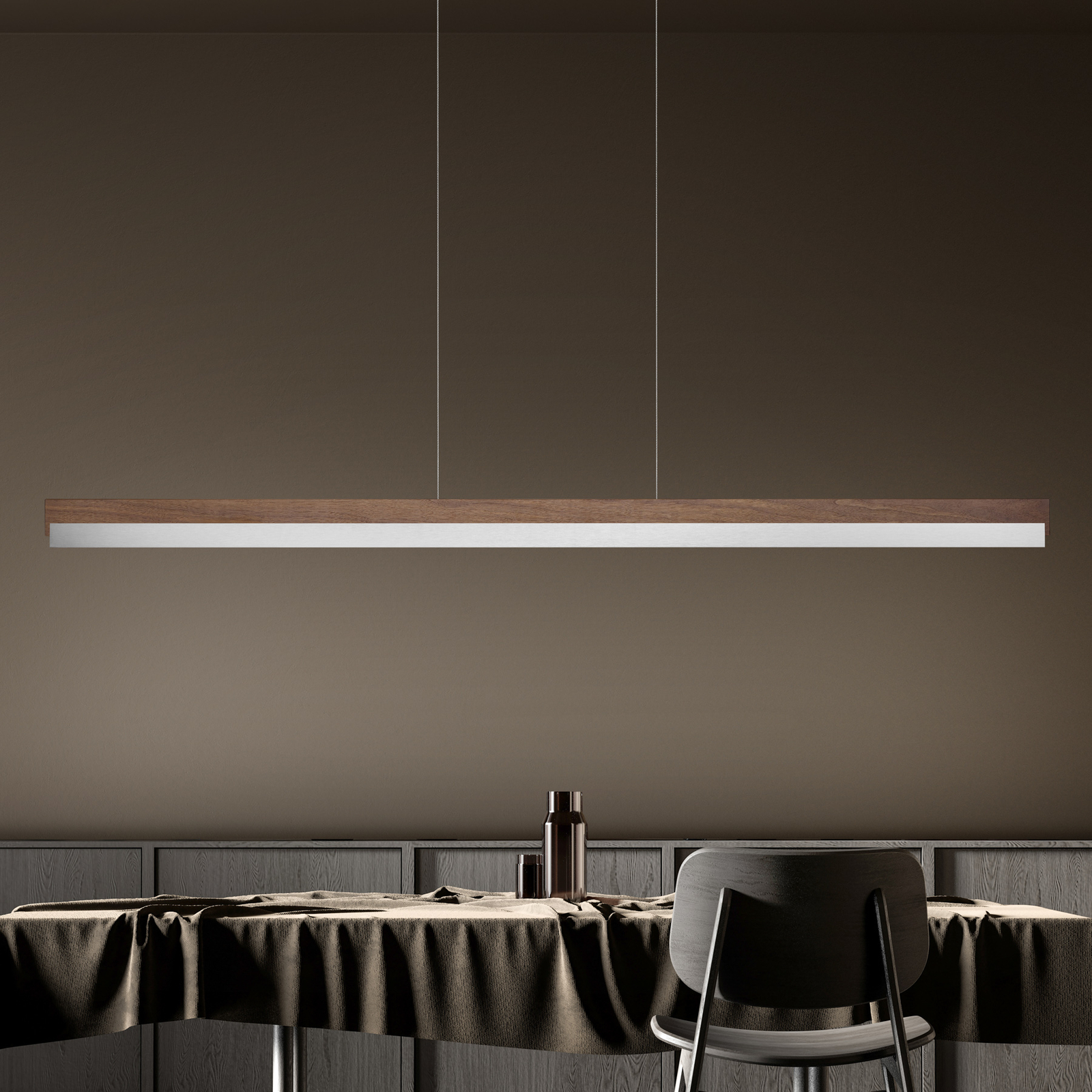 Rothfels Keijo colgante LED níquel/nuez 143 cm