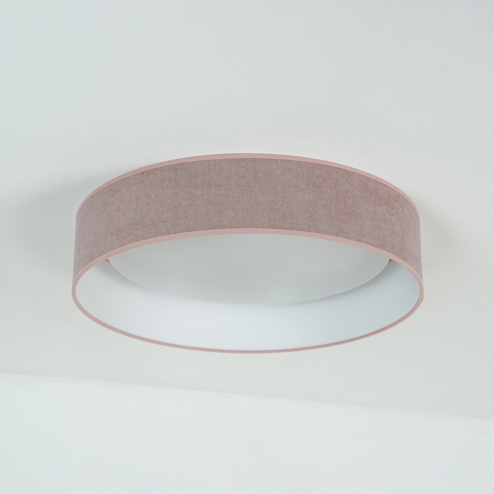 LED mennyezeti lámpa Plafond, rózsaszín, szövet, Ø 45 cm, 3 fokozatú