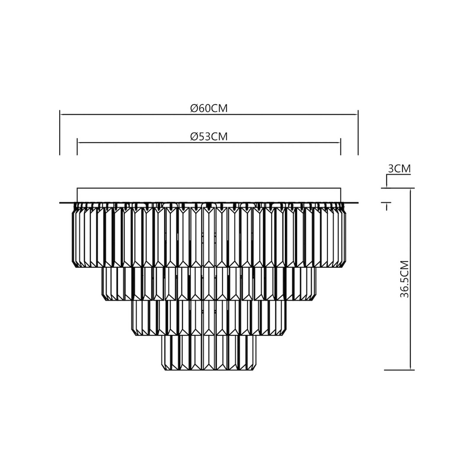 Lampa sufitowa Milano, Ø 60 cm, złota/kryształ, szkło, 9 x E14