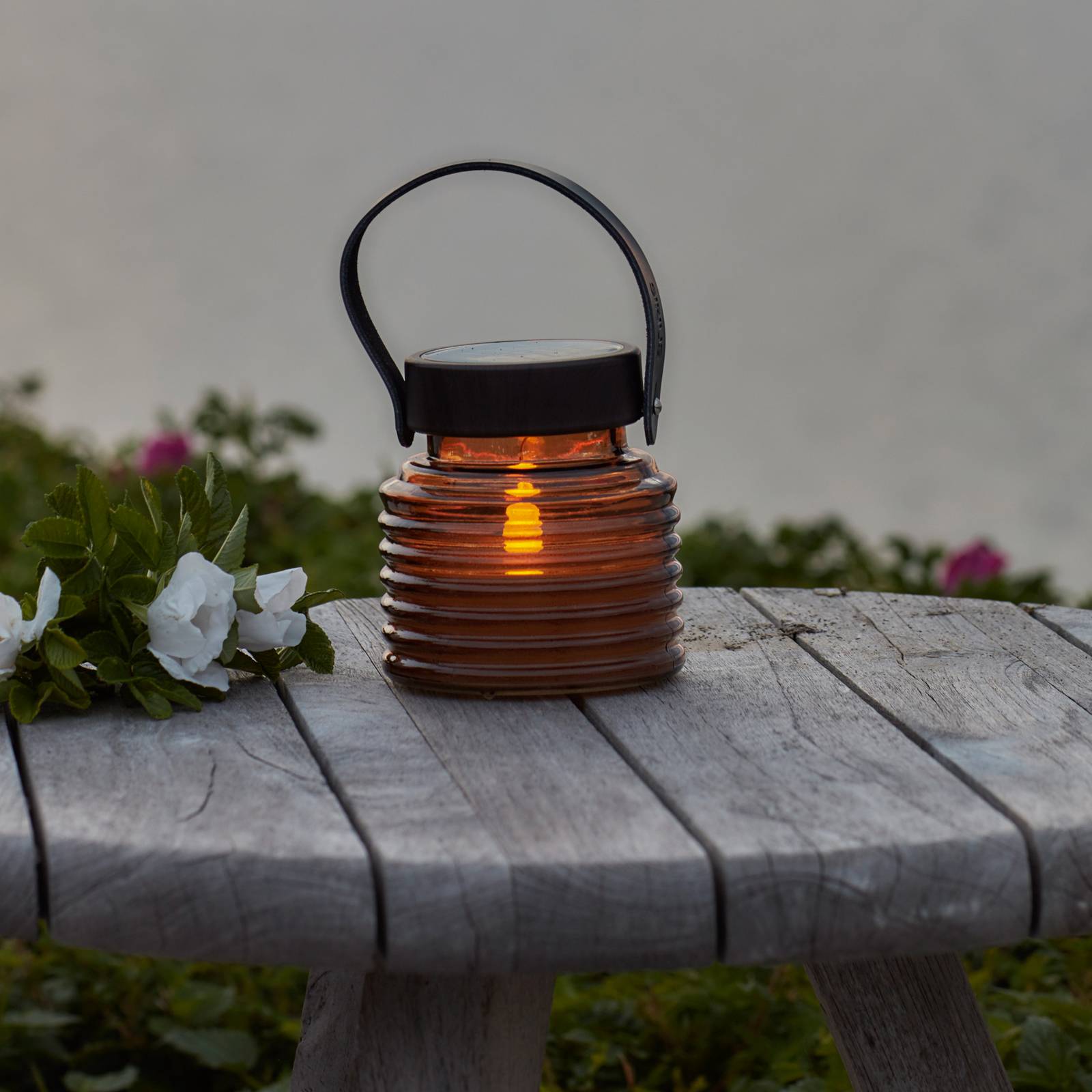 Sirius Aston Jar Deko Solarleuchte - creme / amber - Glas