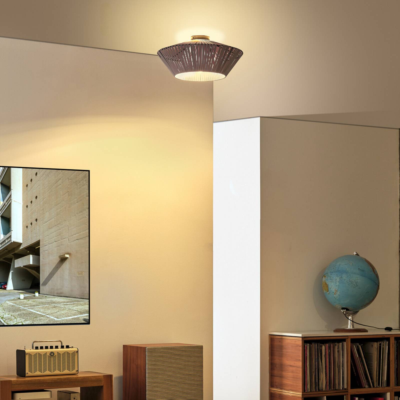 OSRAM Deckenlampe Decor Stripes grau, Ø 40,5 cm, Textil, E27 günstig online kaufen