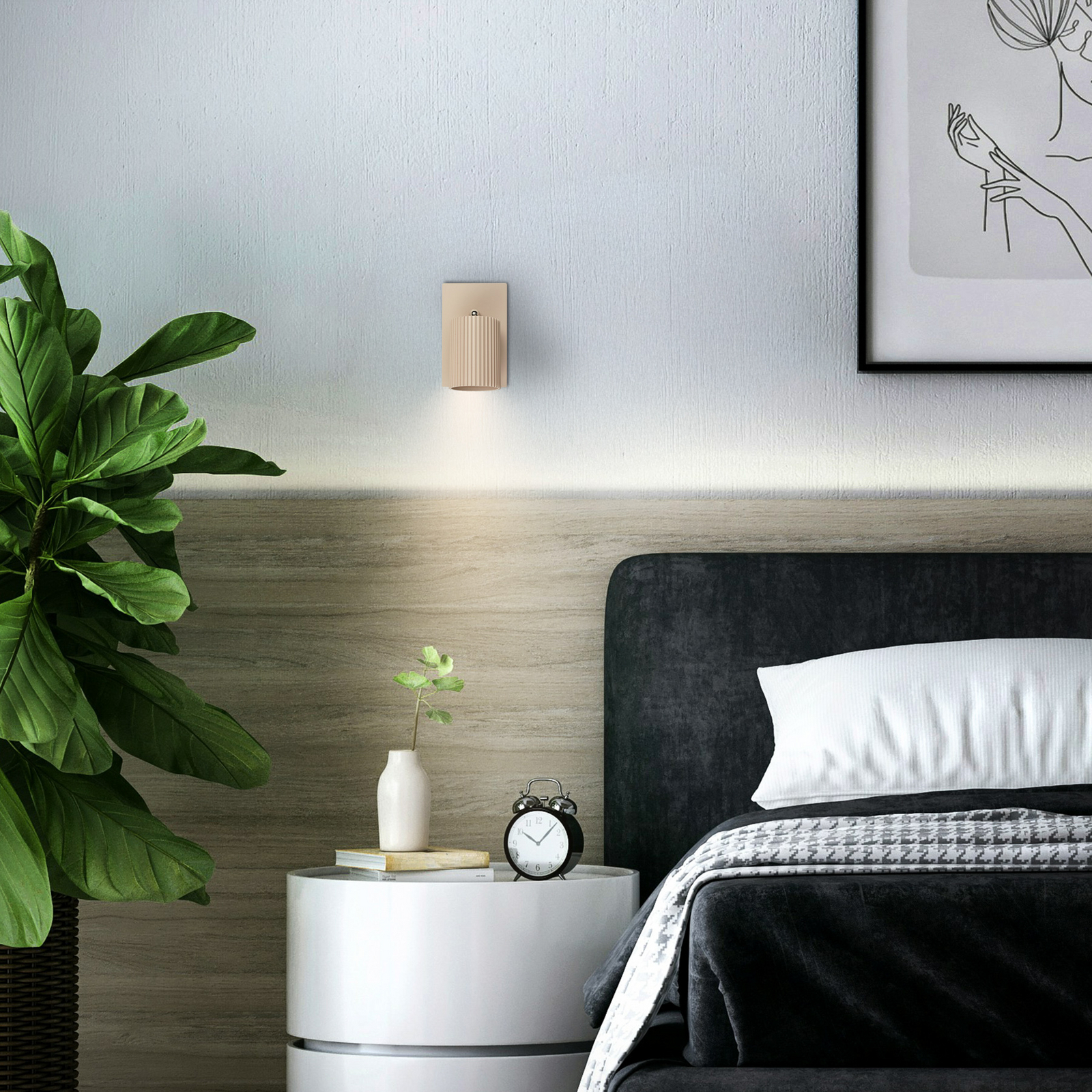 Foco de pared Ida, beige, plástico/metal, GU10, orientable Foco de pared Ida, beige, plástico/metal, GU10, orientable