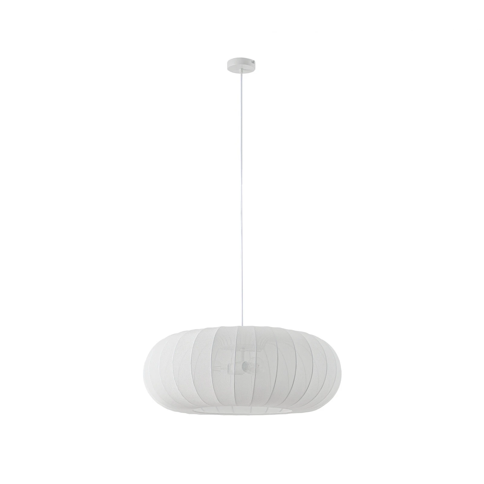 Lindby Κρεμαστό φωτιστικό Helin, λευκό, Ø 70 cm, ύφασμα, 3 x E27