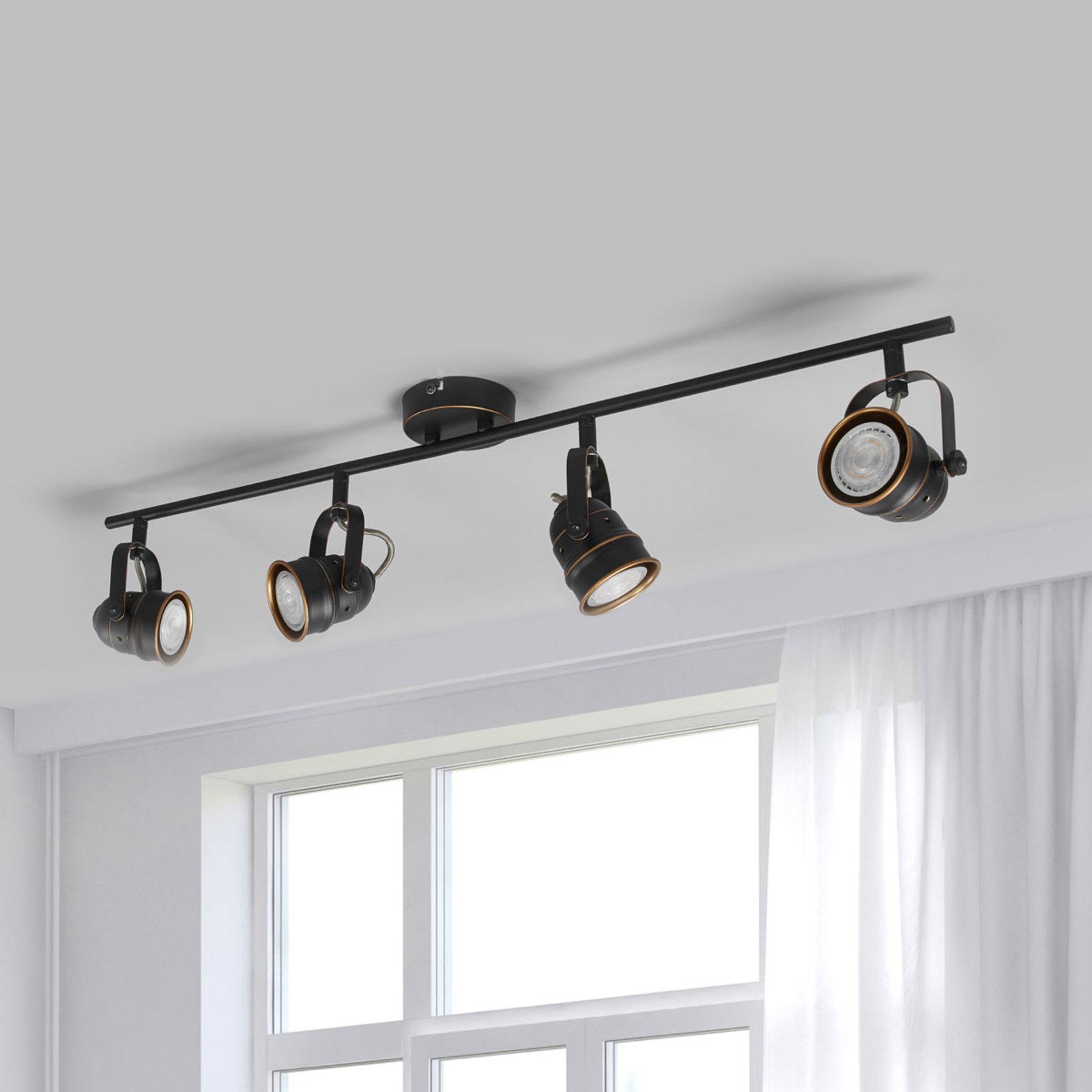 Leonor 4-bulb ceiling lamp, black and gold
