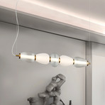 Lampada LED a sospensione Shiny, lunghezza 83 cm, trasparente/bianco, vetro