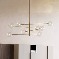 IDEAL LUX Equinoxe -riippuvalo, messinki/kirkas, 8-lamppuinen