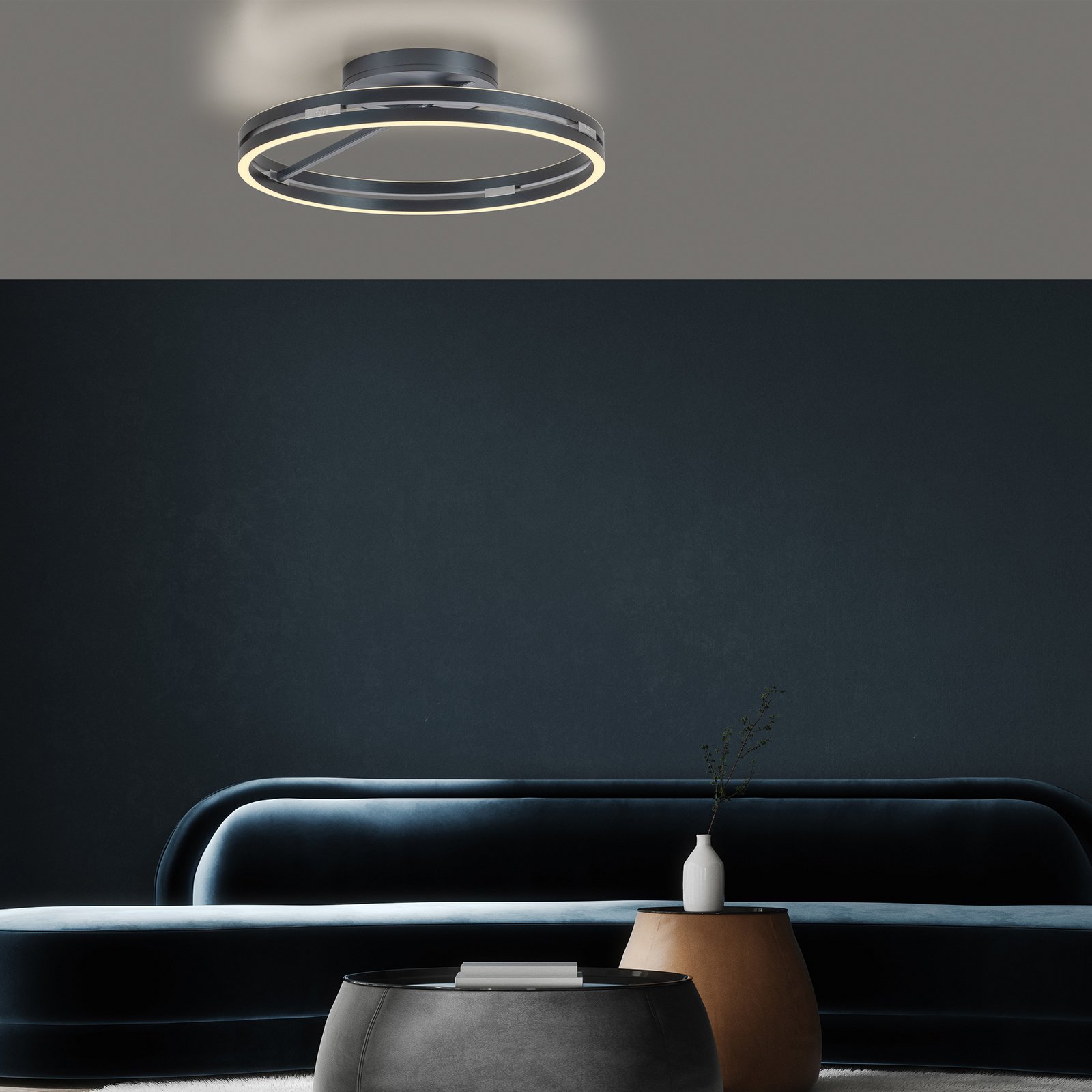 PURE LED-Deckenleuchte Loop, grau, Metall, Ø 60 cm, CCT