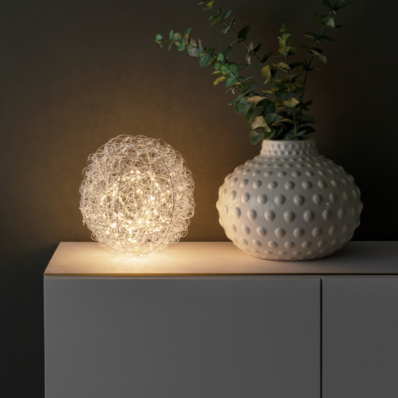 LED dekoratív fénydrót gömb, Ø 30cm, 160 LED