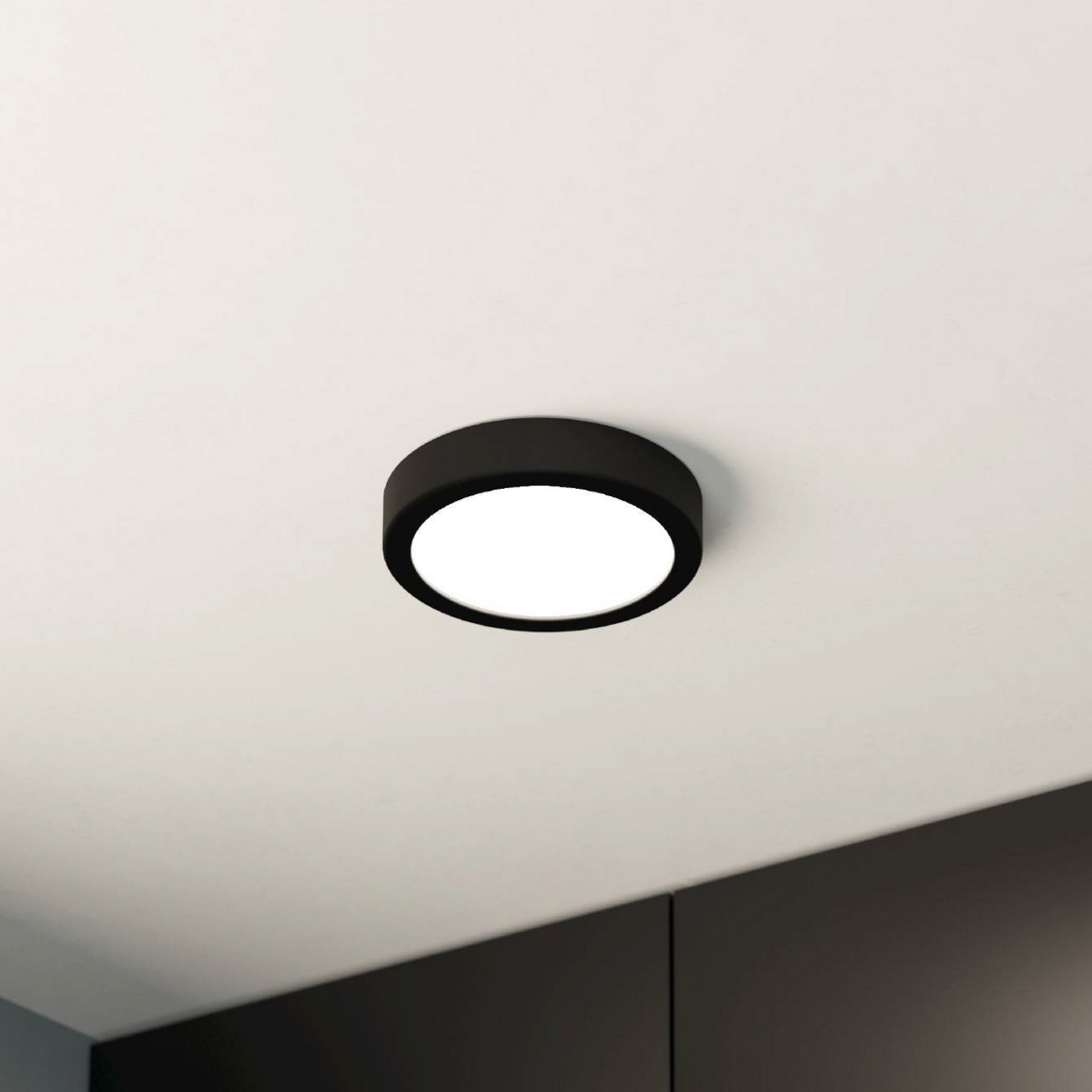 LED-Deckenlampe Fueva 5 IP44 3000K schwarz Ø16cm