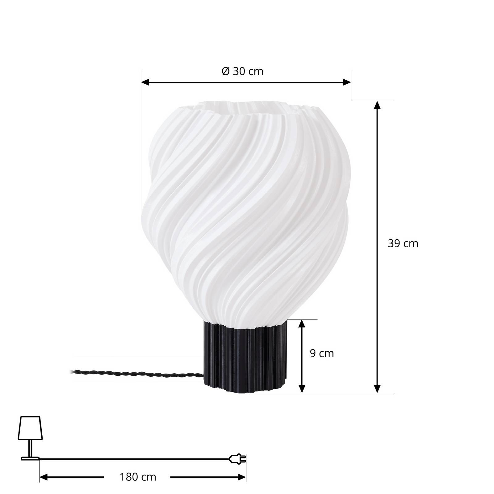 Lampa stołowa Lindby Nuvia, wysokość 39,1 cm, biała, druk 3D