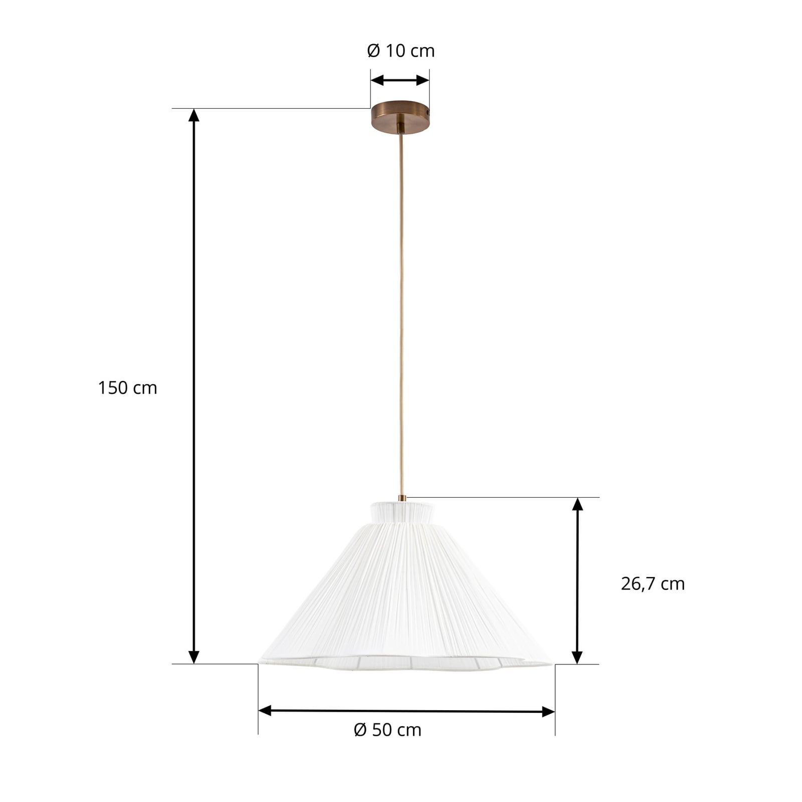 Żyrandol Lucande Lisbeth, Ø 50 cm, biała/mosiężna, E27
