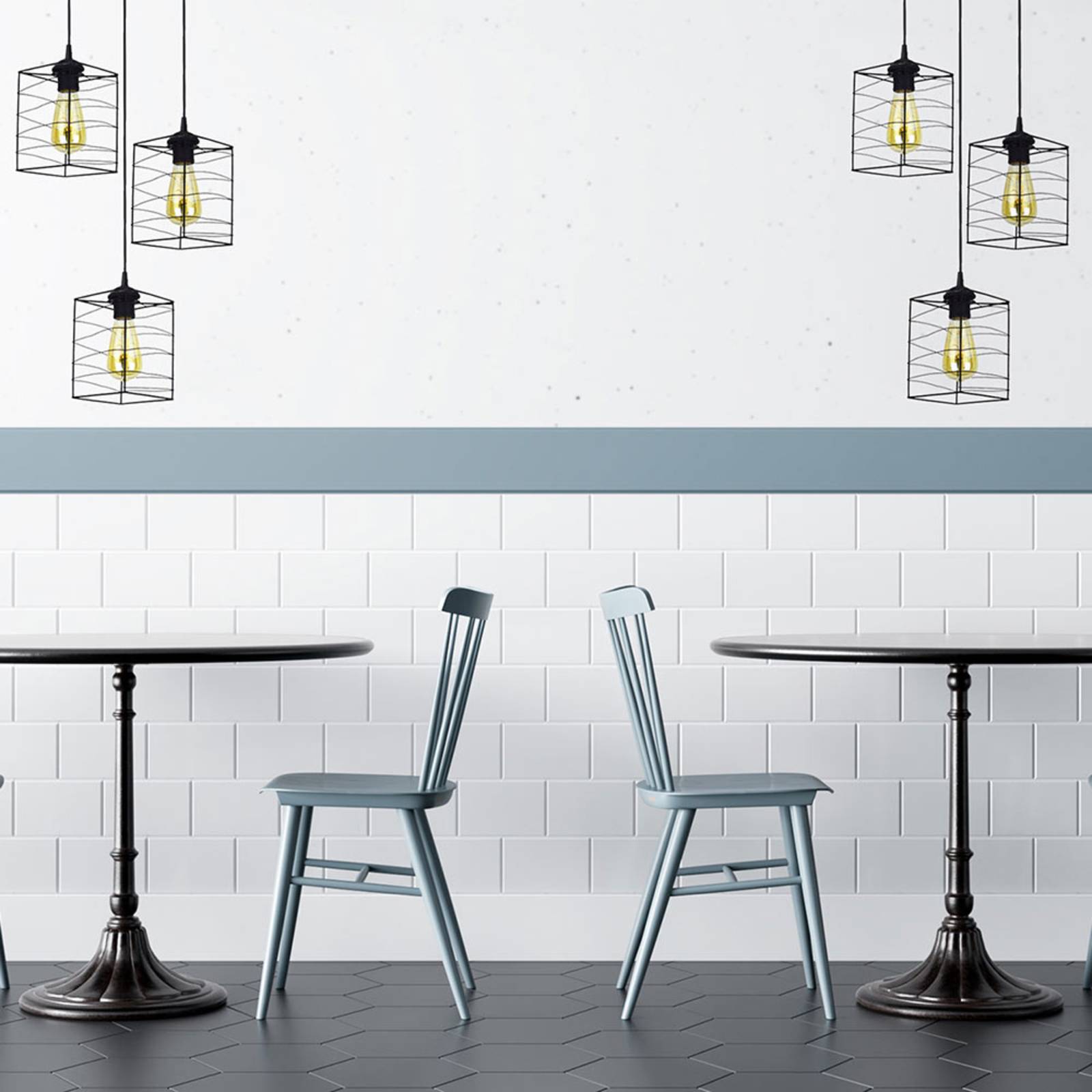 Dantos hanging light, 3-bulb, black